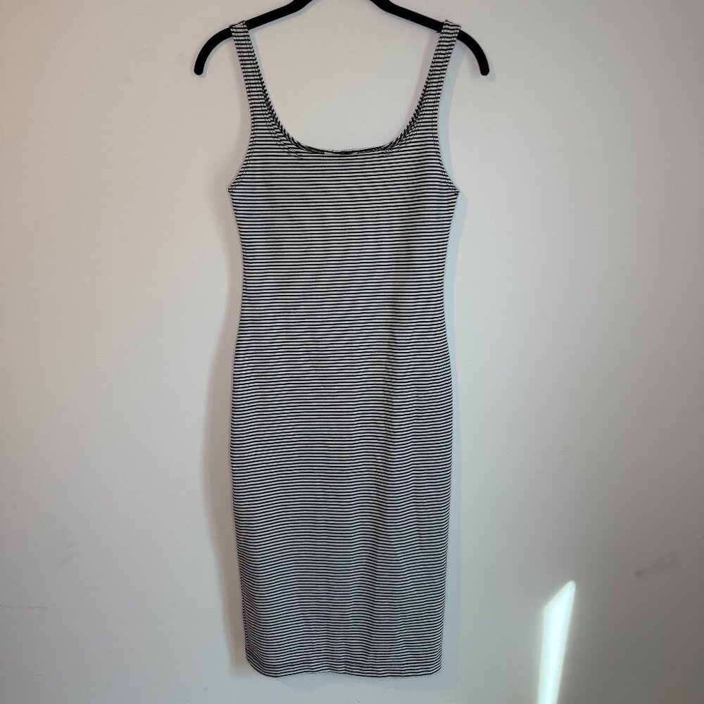 2017 Zara Trafuluc Black and White Stripe Tank Dress, Medium